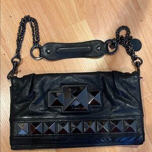 Marciano Black Studded Leather Shoulder Bag